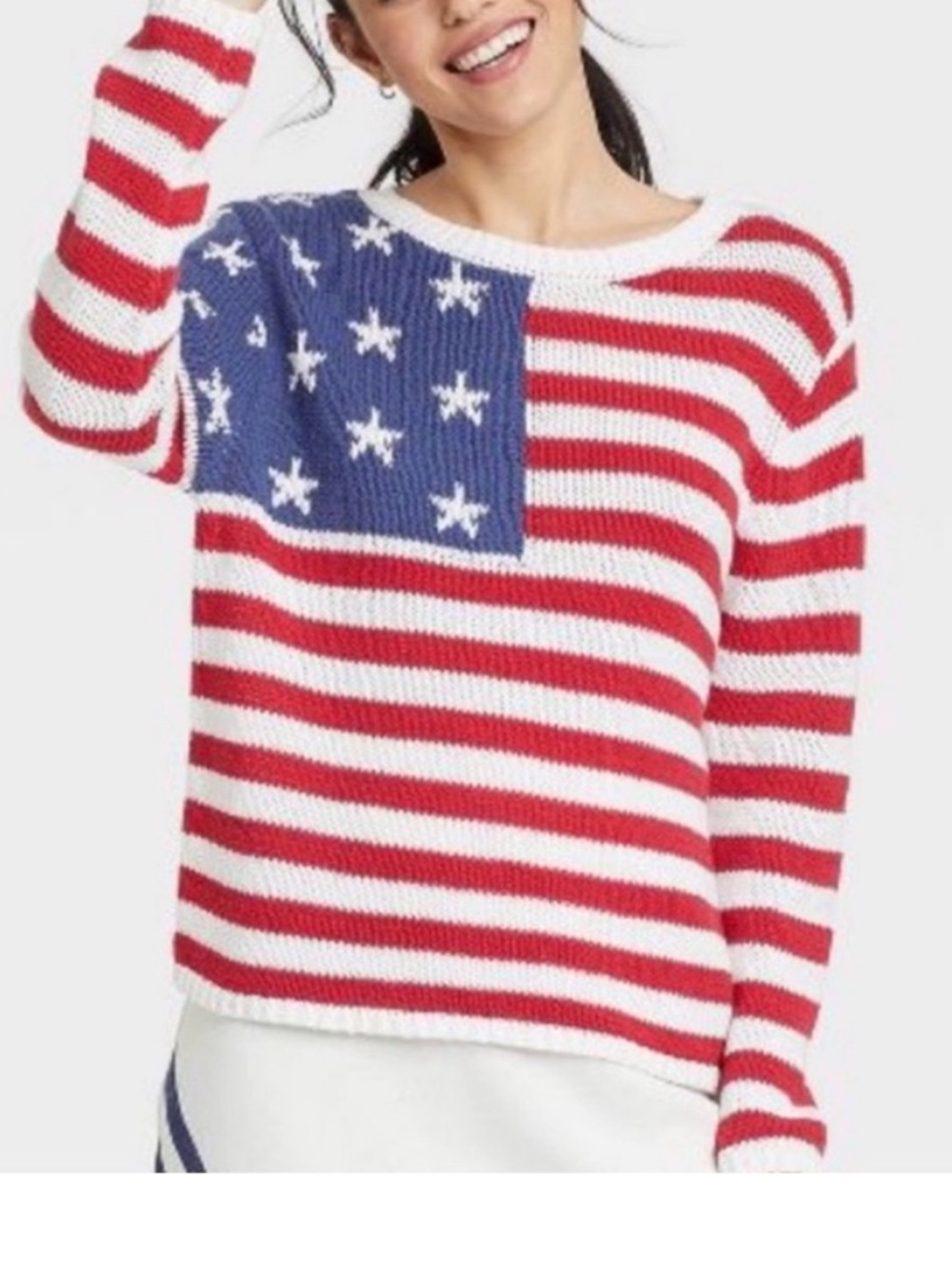 Grayson Threads American Flag loose knit Casual Sweater S